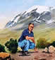 Oil portrait of man at mt Kilimanjiro